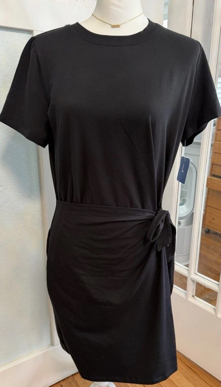 Threads 4 Thought Wrap Dress Size Large Black Casual Summer Dress